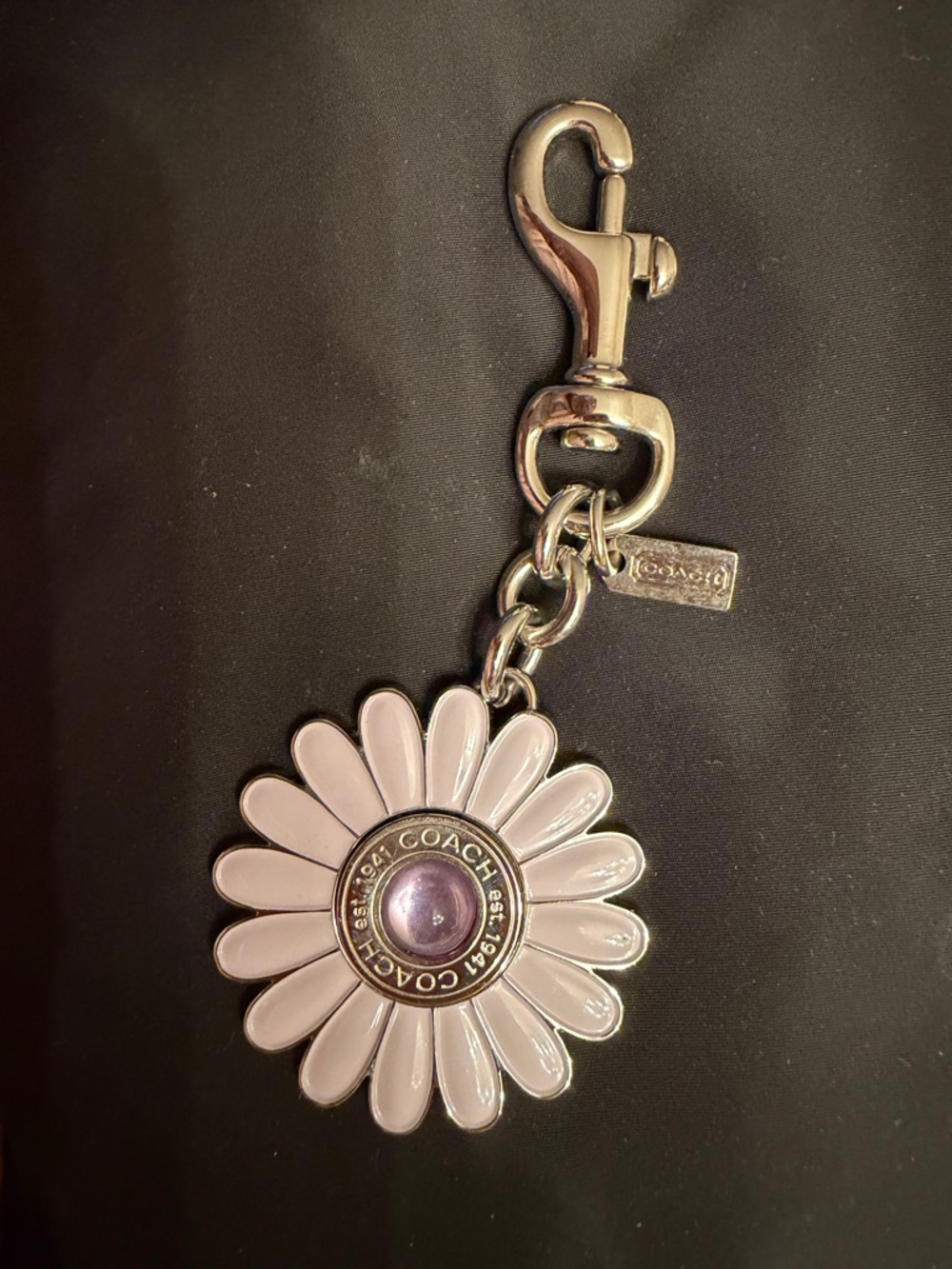 COACH Dafne lavender jewel Daisy Keychain Charm - Silvertone Hardware